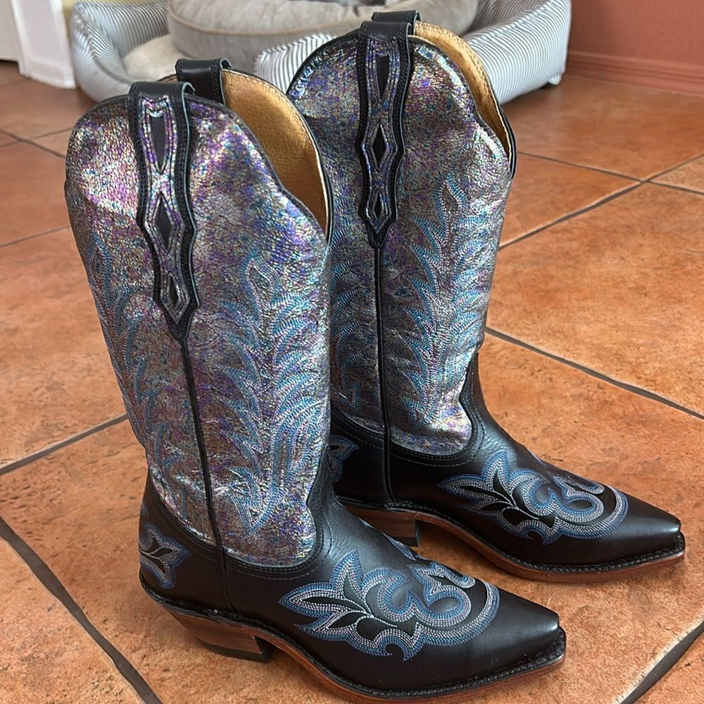 Boulet Iridescent and Black Cowgirl Boots